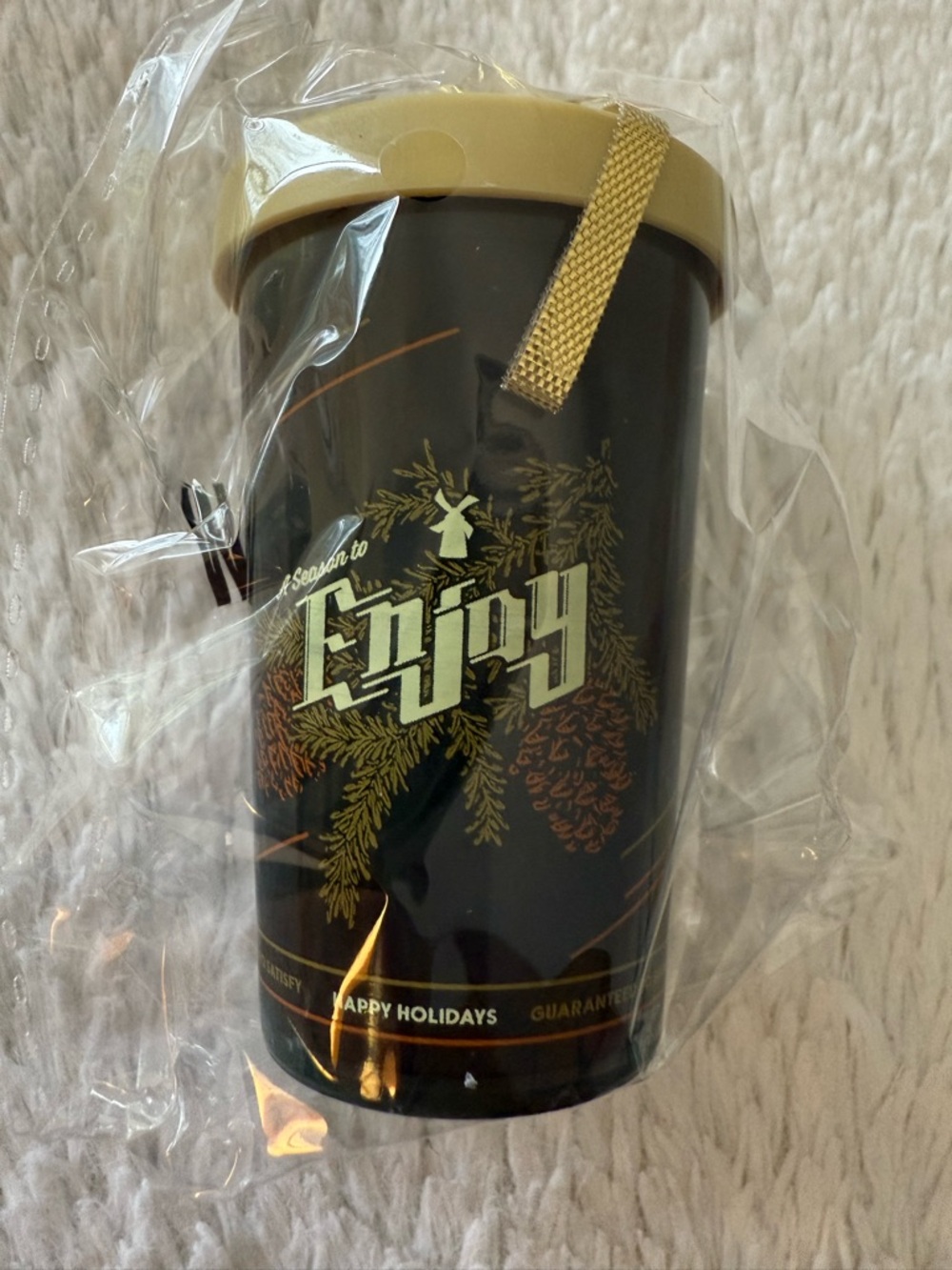2019 Dutch Bros gold and dark green ornament cup